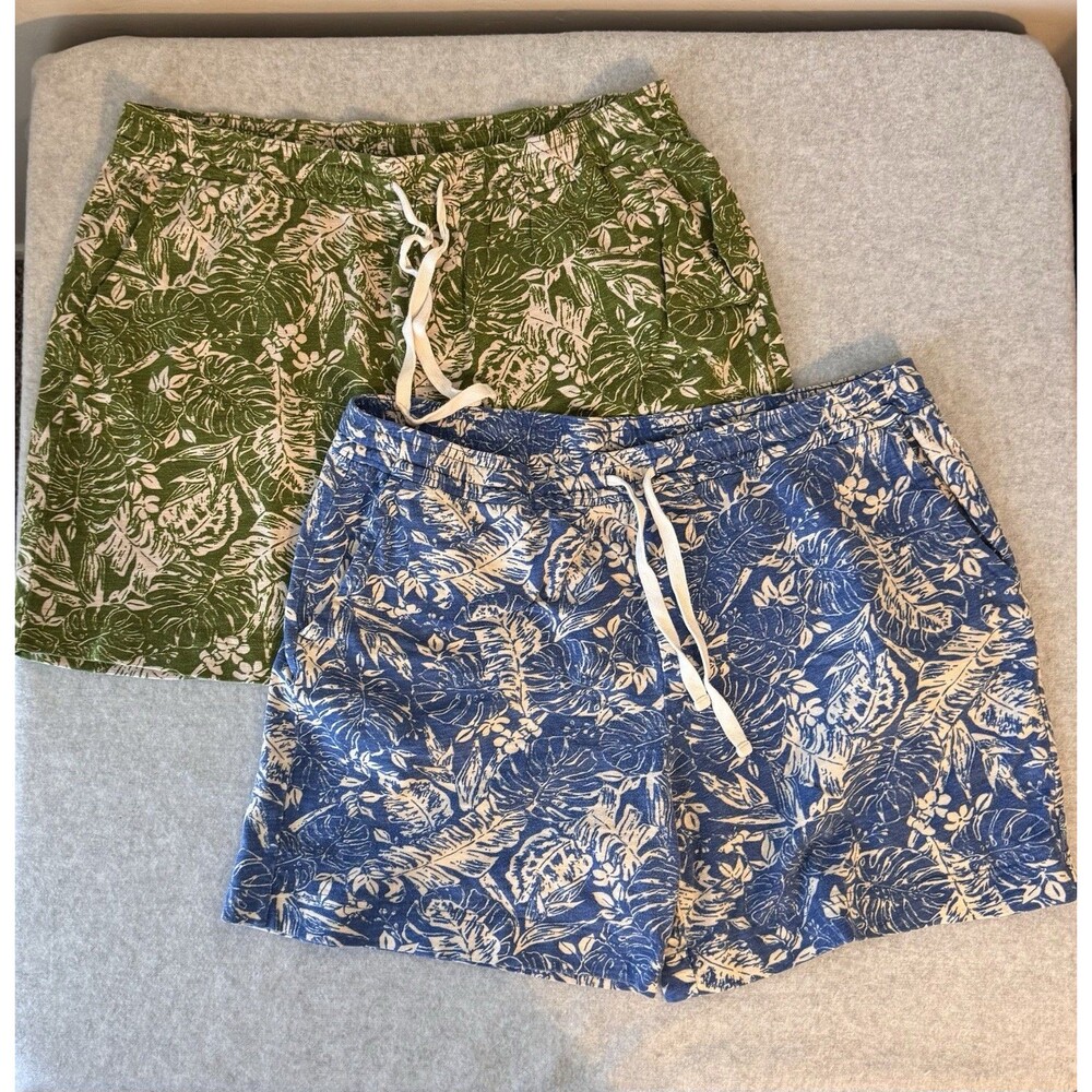 Lot of 2 Men's Pendleton Wayside Knit Shorts XL Tropical Green/Blue Pockets XL